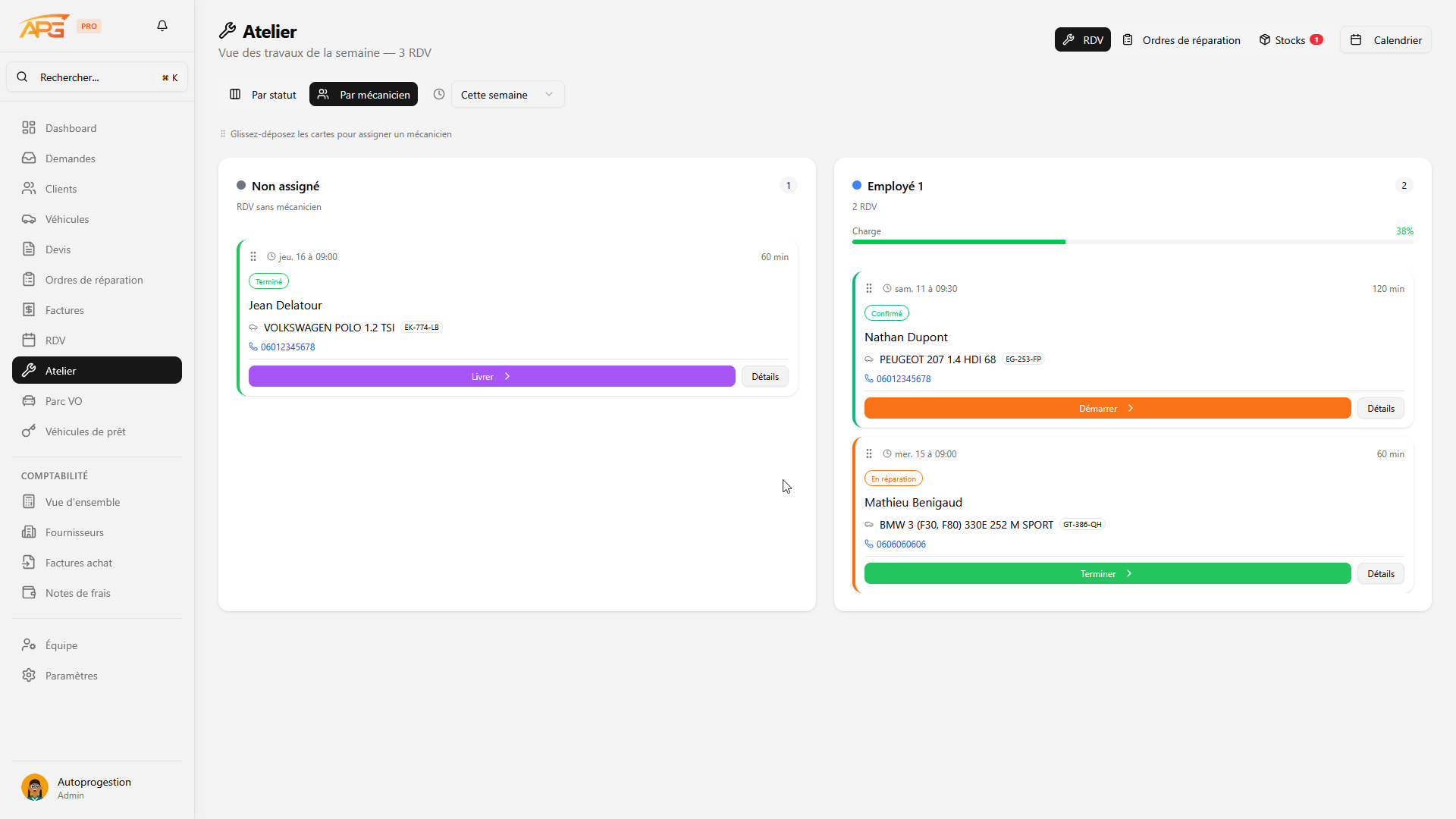 Module Atelier APG — suivi des interventions